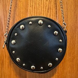 Black Studded Leather Crossbody Bag